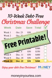 10-week debt-free Christmas challenge, free printable