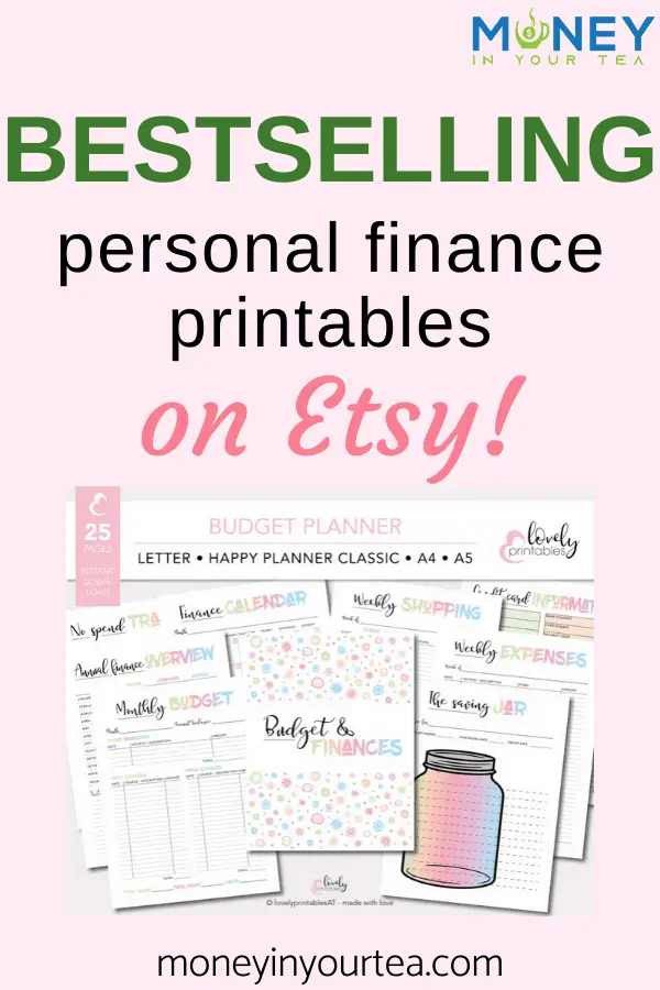 Bestselling personal finance printables on Etsy