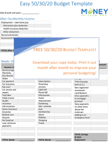 Free 50-30-20 budget template from moneyinyourtea.com