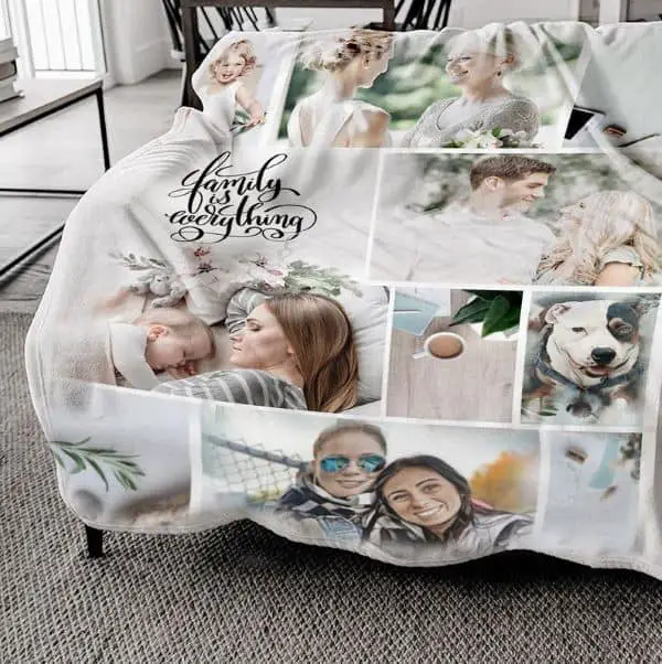 Personalized photo blanket gift for her or for him at Etsy